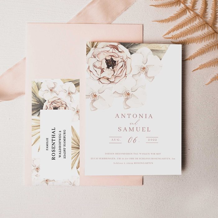 Antonia – DIY romantisches Einladungsset mit Rosen