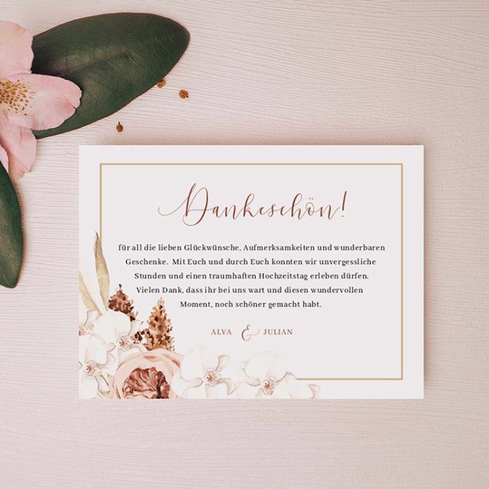 Alva – DIY Dankeskarte im floralen Boho Look