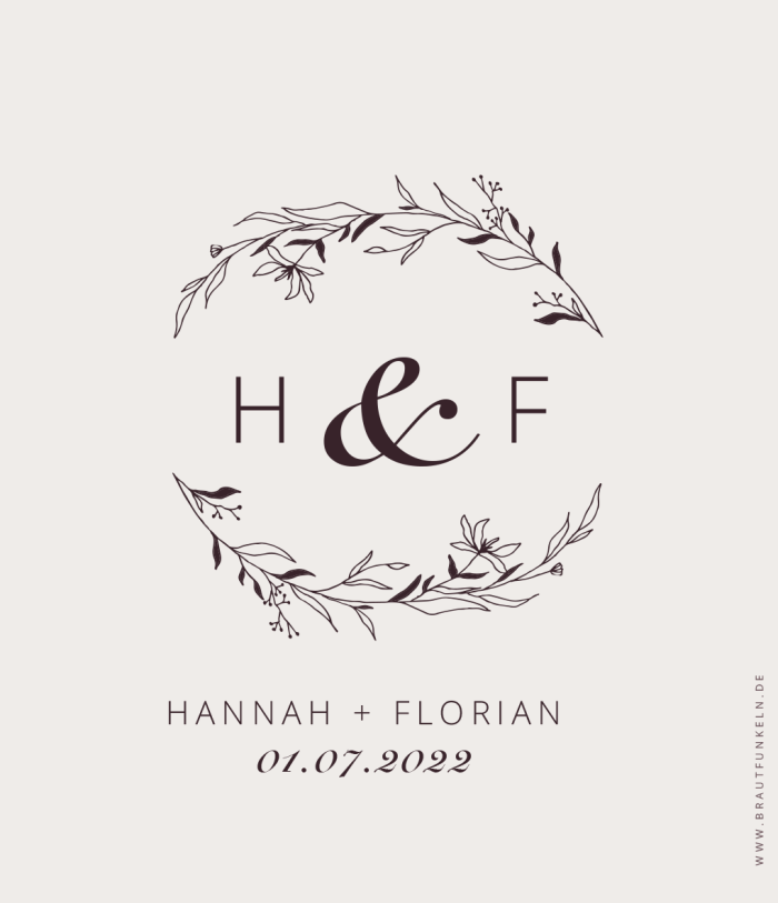 Monogramm Hochzeitslogo Blumenkranz – Hannah