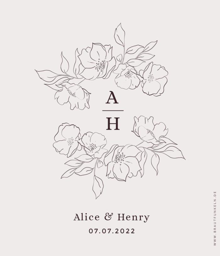 Monogramm Hochzeitslogo Blumenkranz – Alice