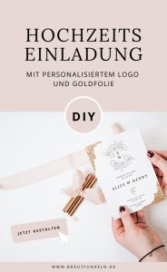 Read more about the article DIY Hochzeitseinladung mit personalisiertem Logo & Goldfolie